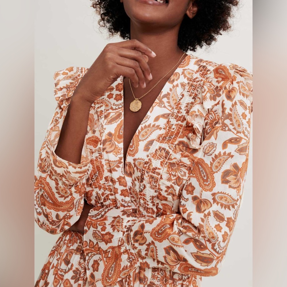 Maje Orange and White Floral Maxi Dress - Picture 2 of 7